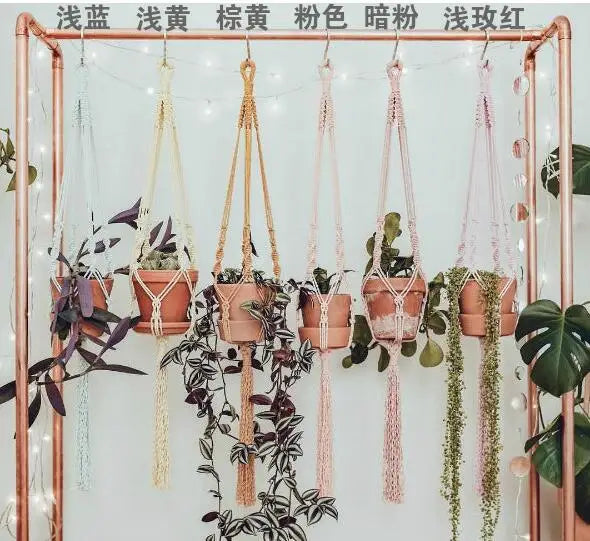 Handmade boho style macrame plant pot holder