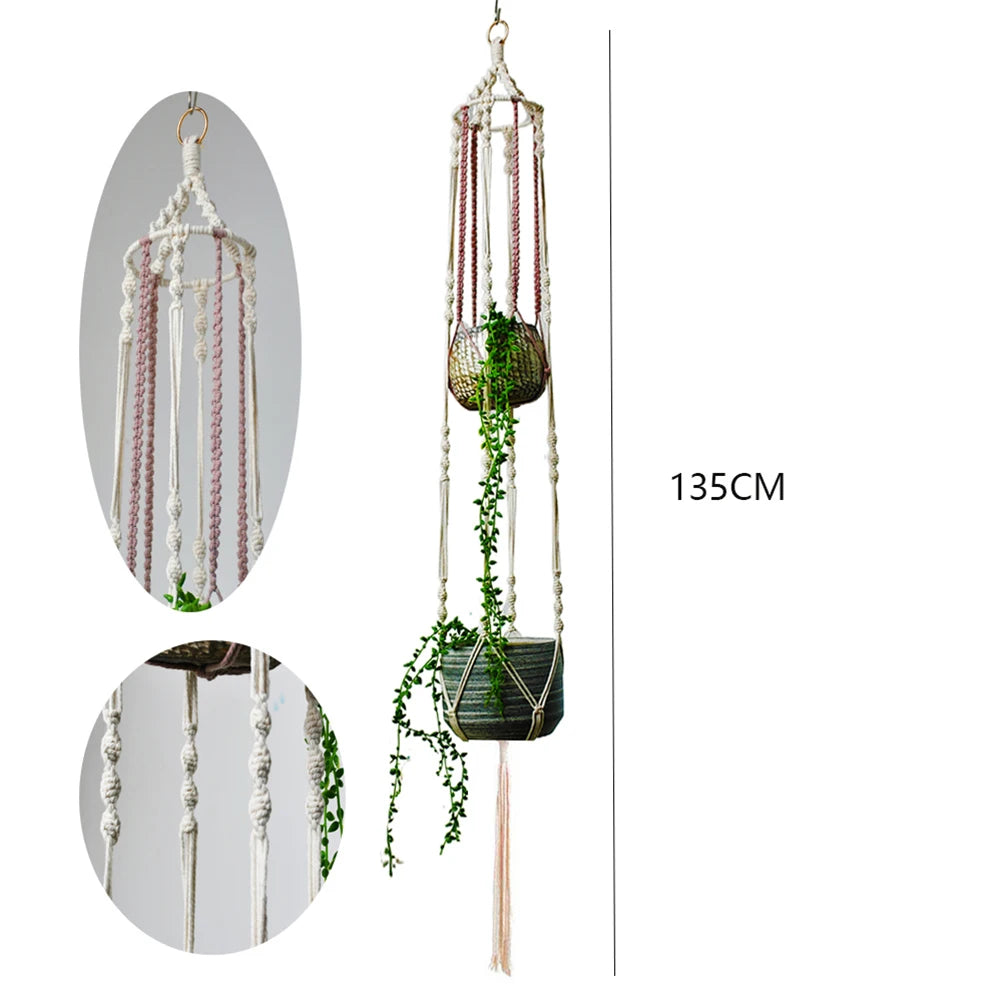 Handmade boho style macrame plant pot holder