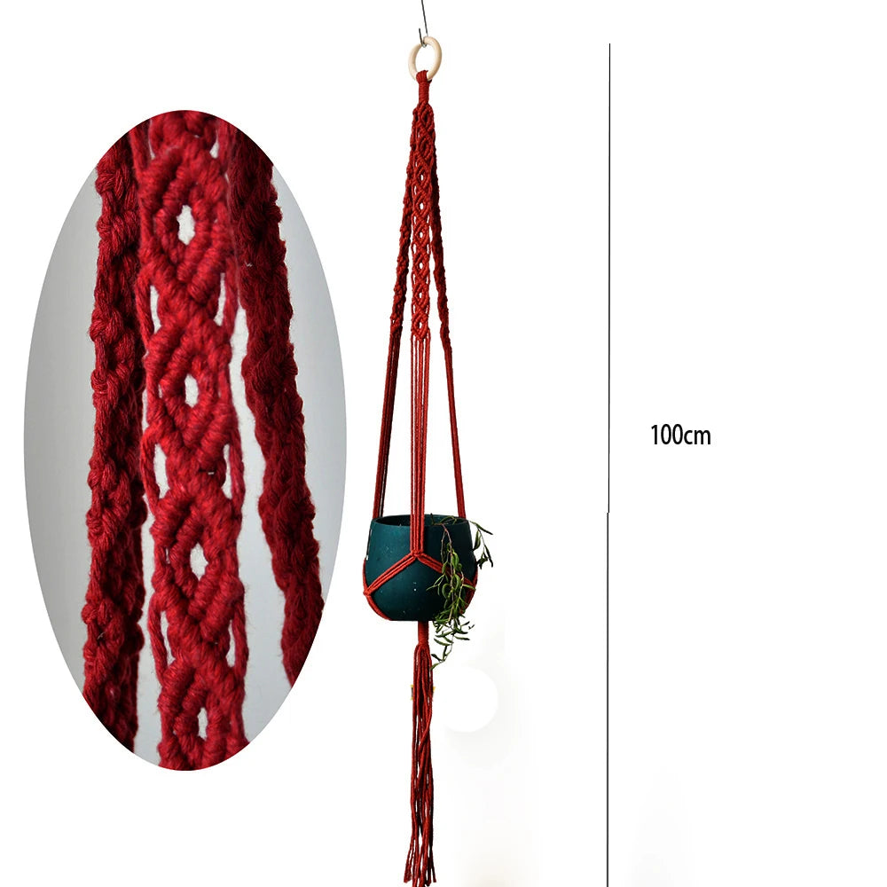 Handmade boho style macrame plant pot holder