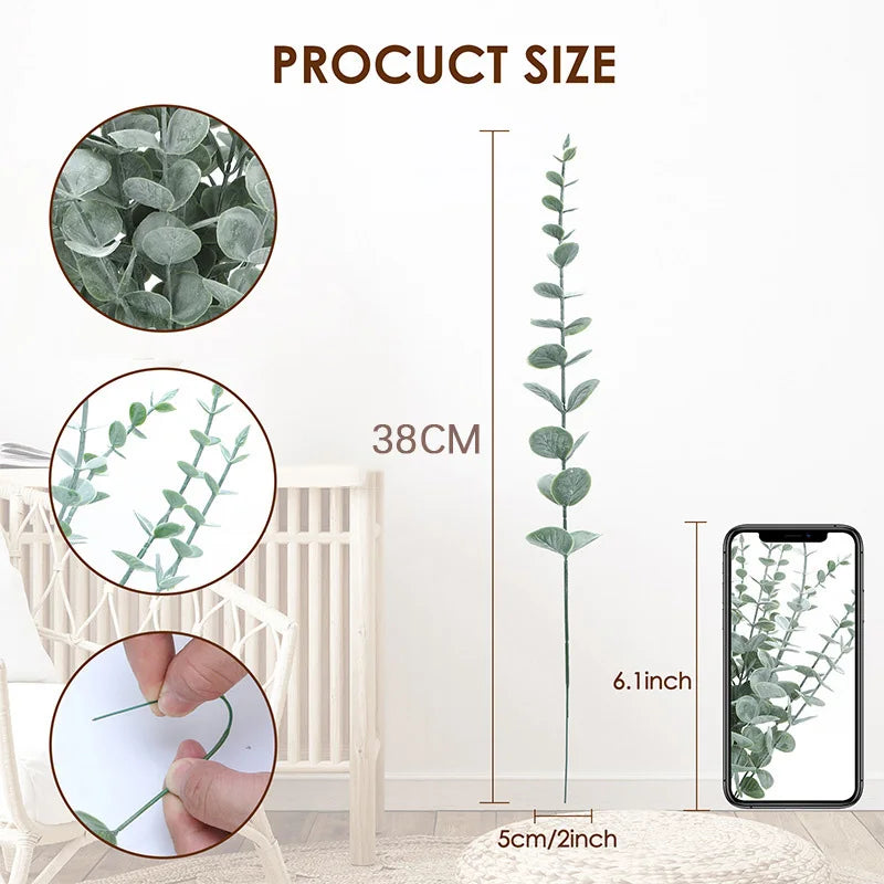 10pc 38CM Artificial Eucalyptus Leaves