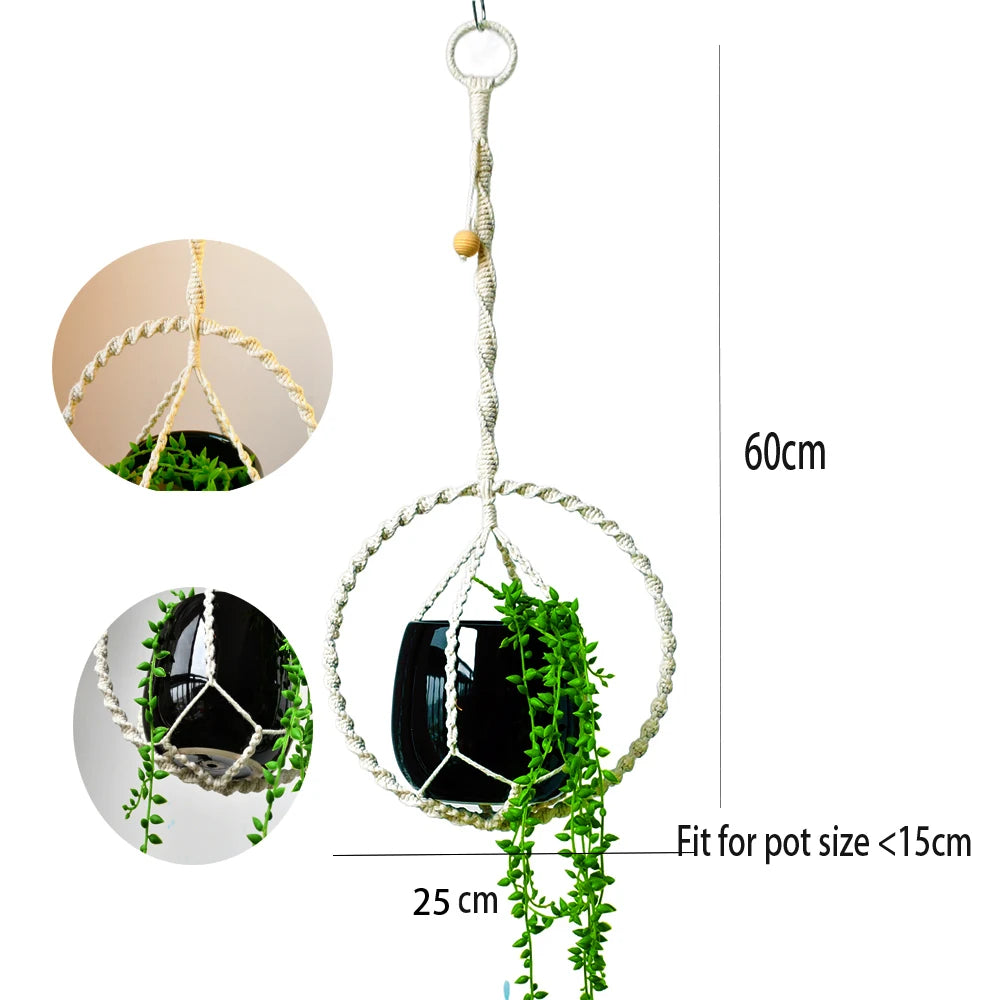 Handmade boho style macrame plant pot holder