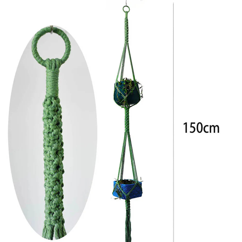 Handmade boho style macrame plant pot holder