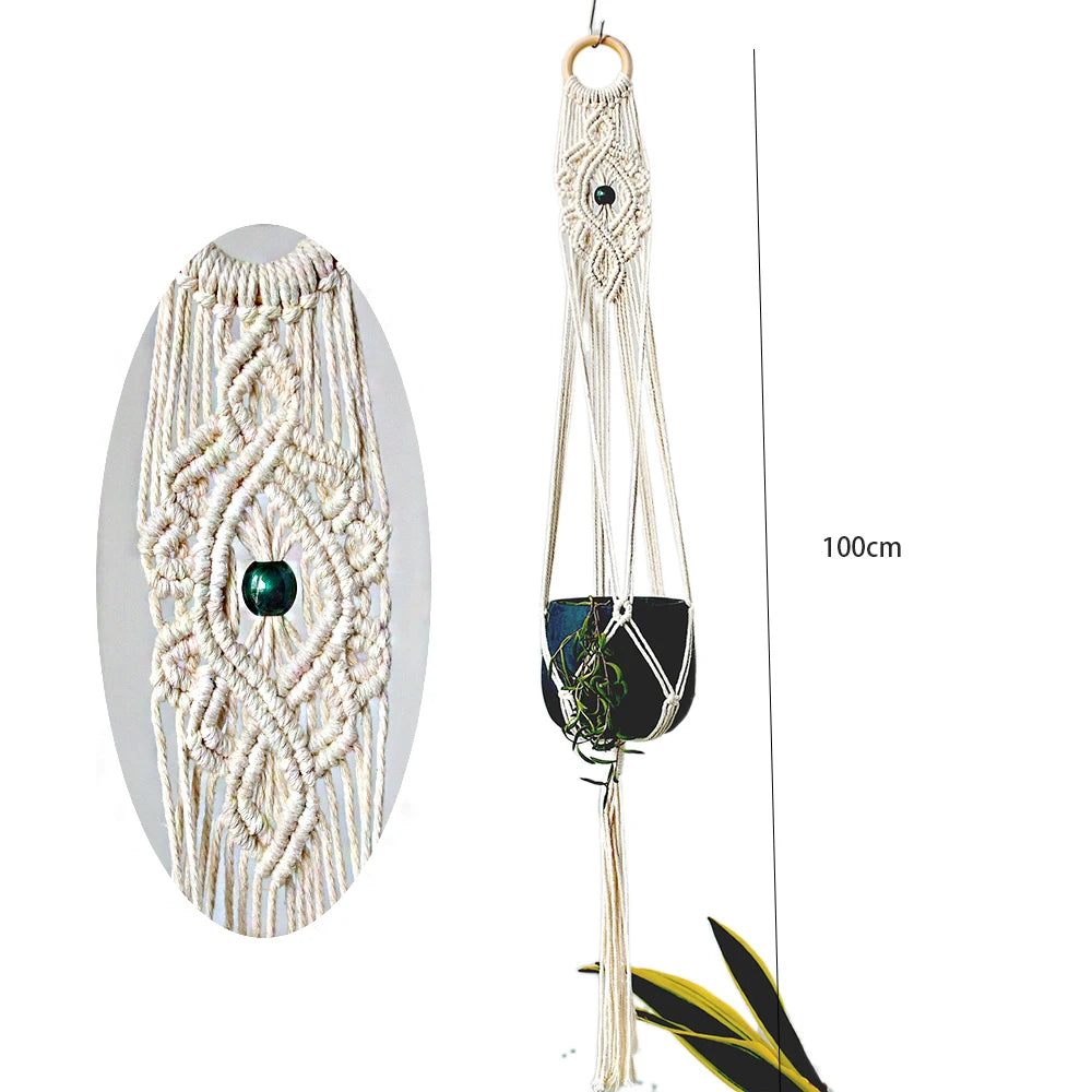 Handmade boho style macrame plant pot holder